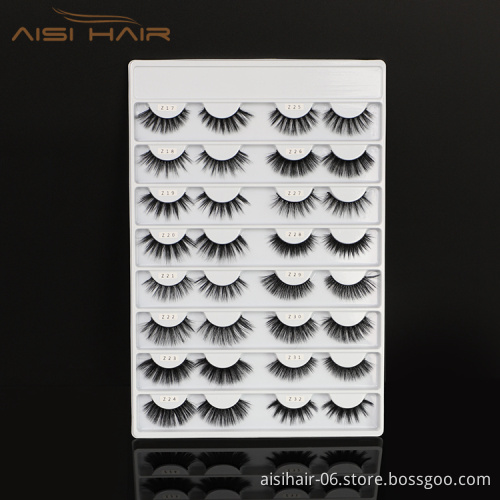 Aisi Hair 64 Styles False Lash Vendors Private Label Natural Long Black Synthetic Handmade Soft Fake Eyelashes